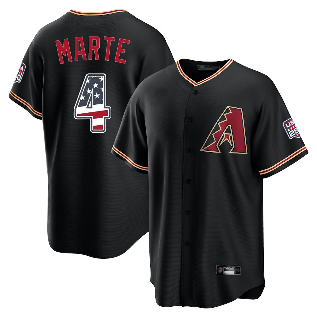 Arizona Diamondbacks #4 Ketel Marte Player Black USA 250 Fourth of July Game Home Stitched Baseball Jersey