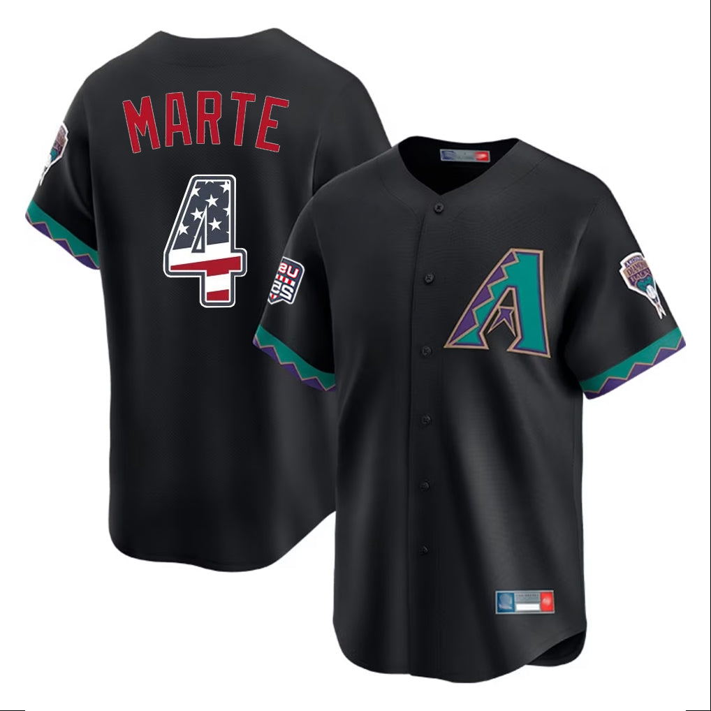 Arizona Diamondbacks #4 Ketel Marte Player Black USA 250 Fourth of July Home Game Stitched Baseball Jersey