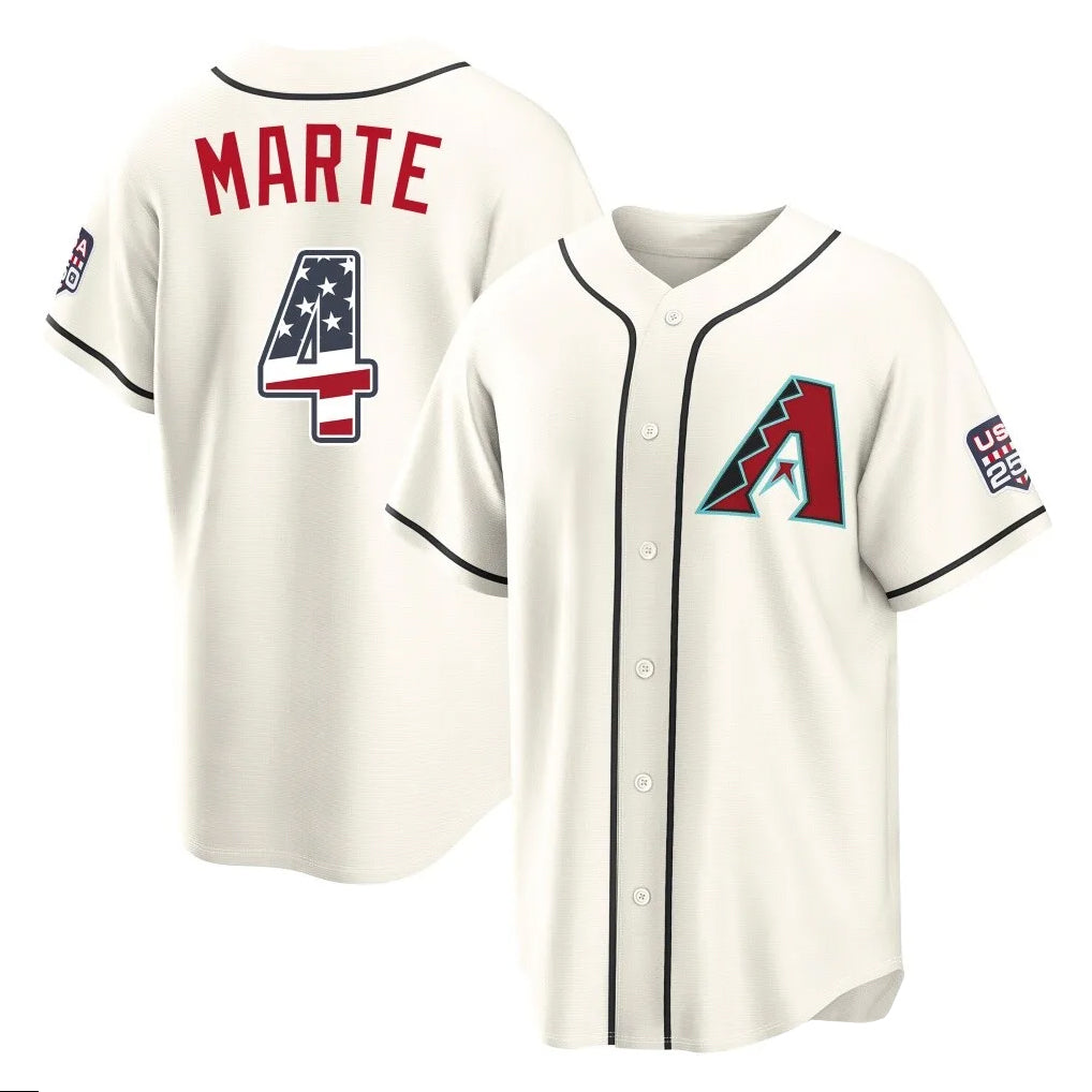 Arizona Diamondbacks #4 Ketel Marte Player Cream USA 250 Fourth of July Home Game Stitched Baseball Jersey