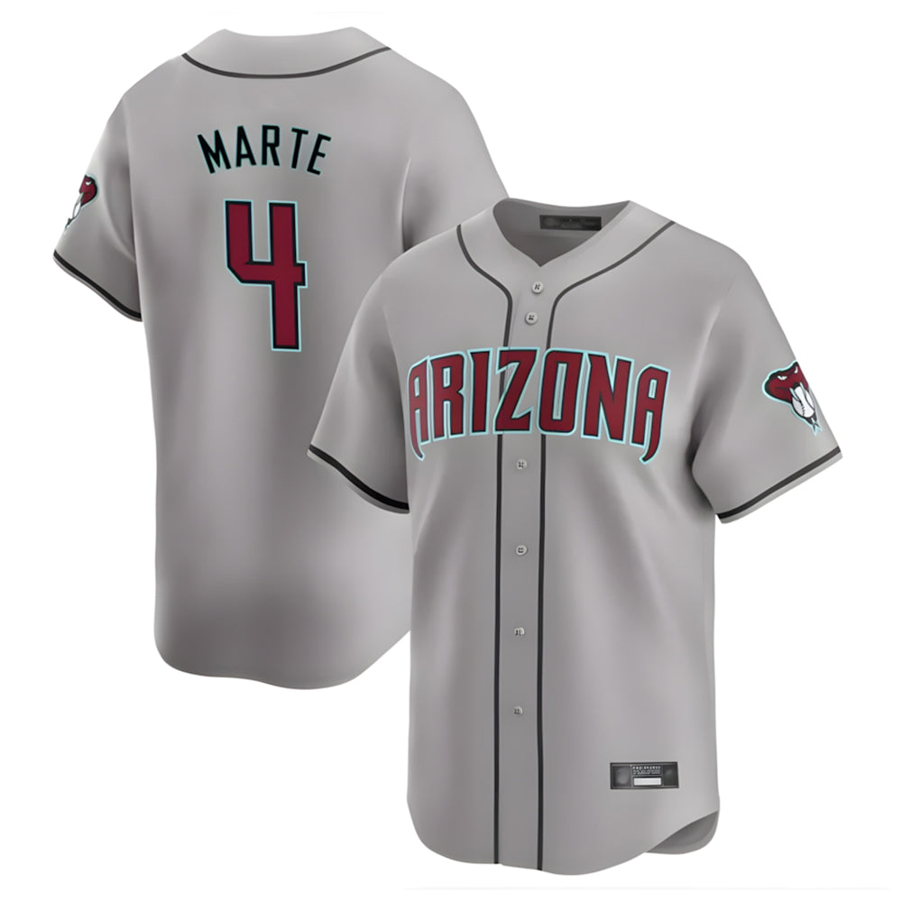 Arizona Diamondbacks #4 Ketel Marte Player Gray Road Limited Home Game Stitched Baseball Jersey