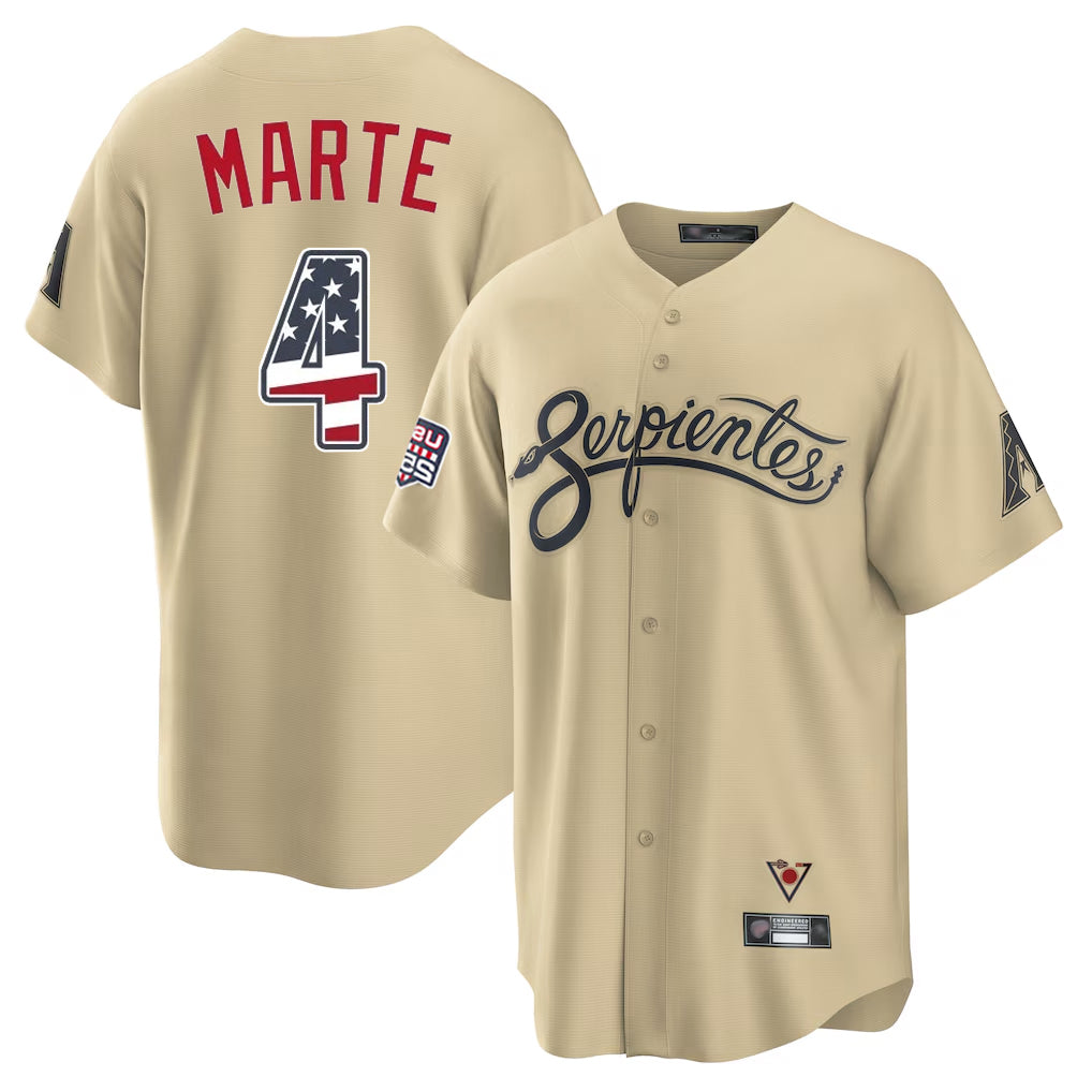 Arizona Diamondbacks #4 Ketel Marte Player Tan USA 250 Fourth of July Home Game Stitched Baseball Jersey