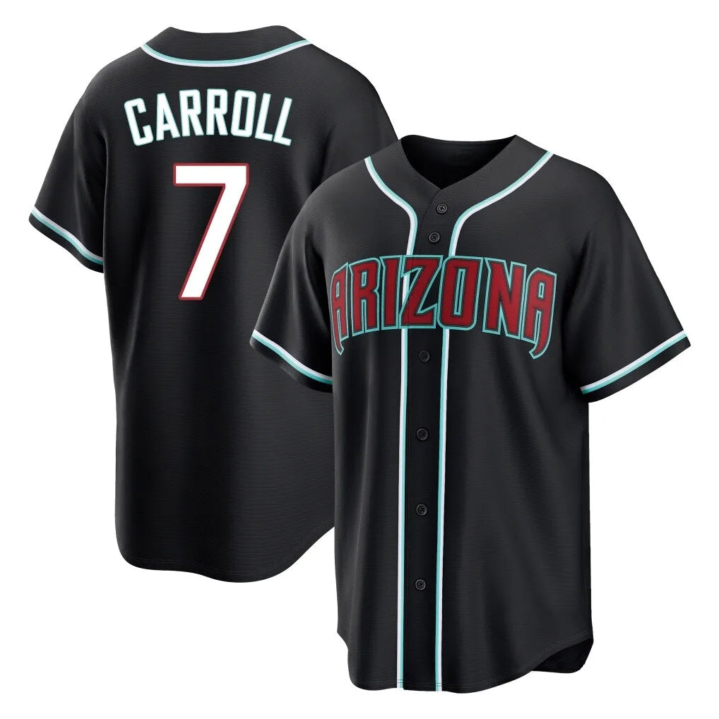 Arizona Diamondbacks #7 Corbin Carroll Player Black Fashion Out Home Game Stitched Baseball Jersey