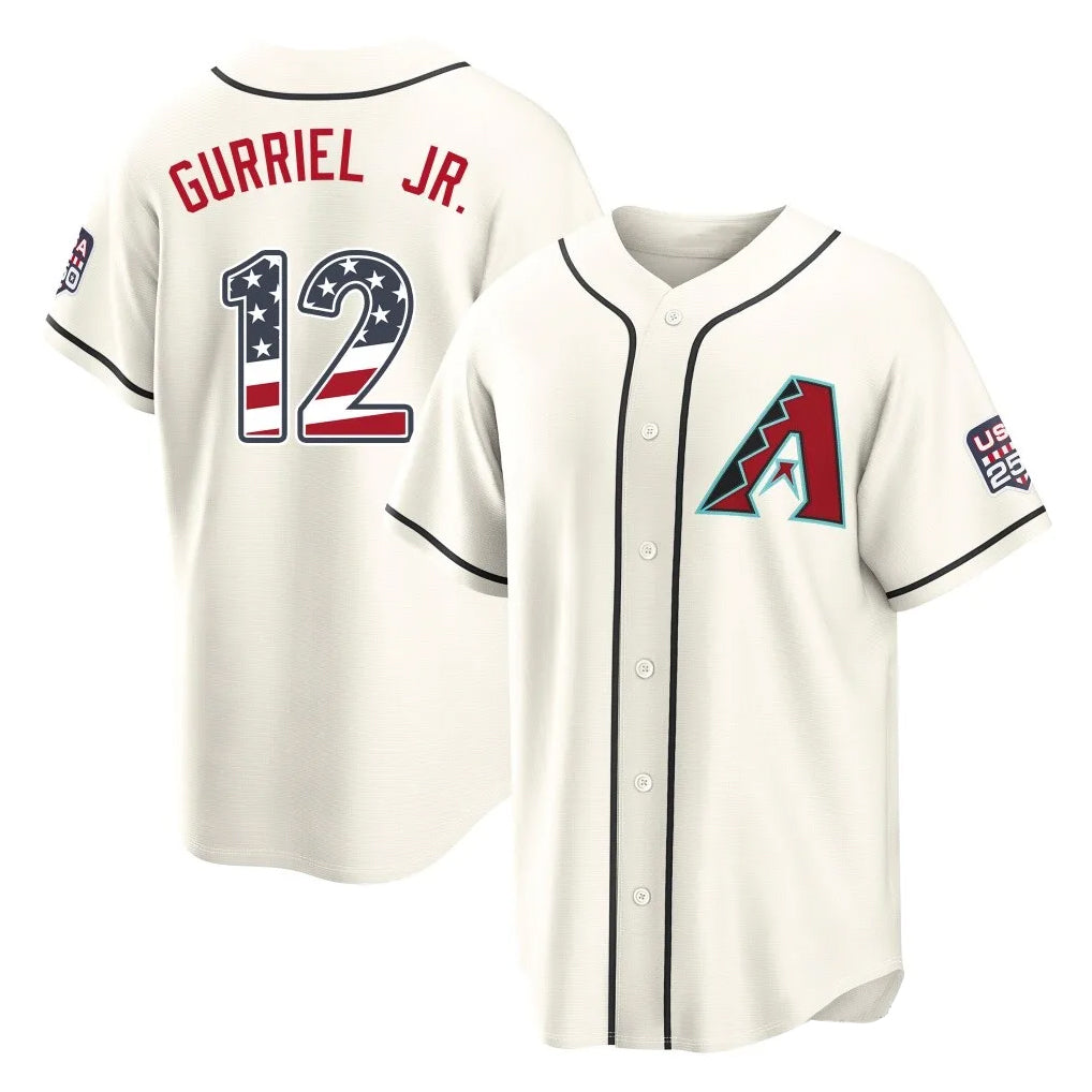 Arizona Diamondbacks #12 Lourdes Gurriel Jr Player Cream USA 250 Fourth of July Home Game Stitched Baseball Jersey