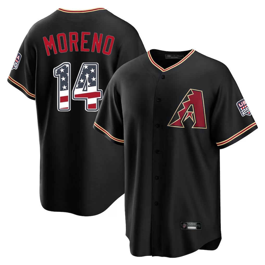 Arizona Diamondbacks #14 Gabriel Moreno Player Black USA 250 Fourth of July Game Home Stitched Baseball Jersey