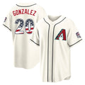 Arizona Diamondbacks #20 Luis Gonzalez Player Cream USA 250 Fourth of July Home Game Stitched Baseball Jersey