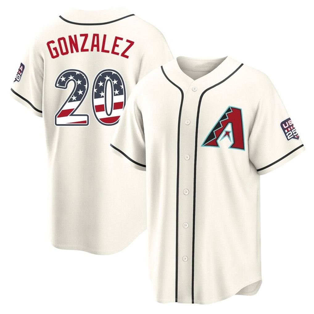 Arizona Diamondbacks #20 Luis Gonzalez Player Cream USA 250 Fourth of July Home Game Stitched Baseball Jersey