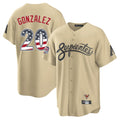 Arizona Diamondbacks #20 Luis Gonzalez Player Tan USA 250 Fourth of July Home Game Stitched Baseball Jersey