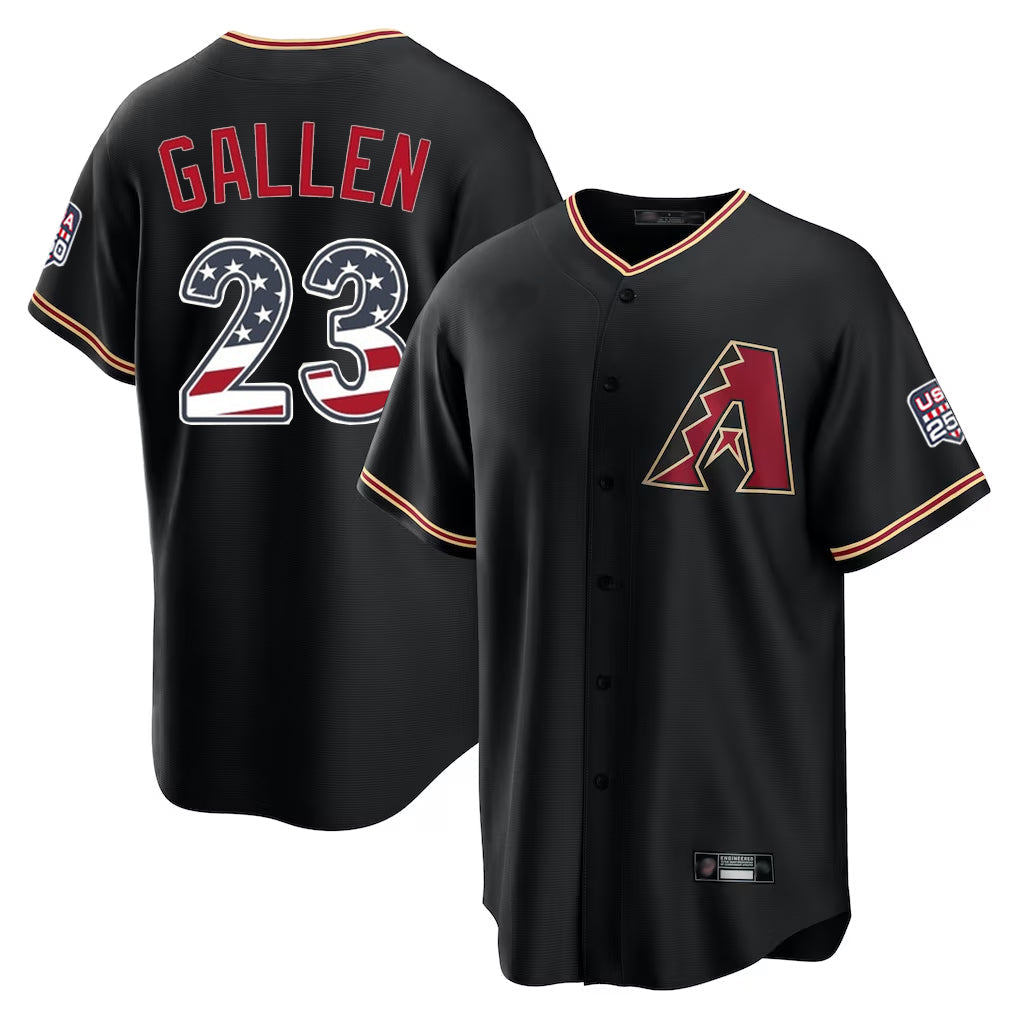 Arizona Diamondbacks #23 Zac Gallen Player Black USA 250 Fourth of July Game Home Stitched Baseball Jersey