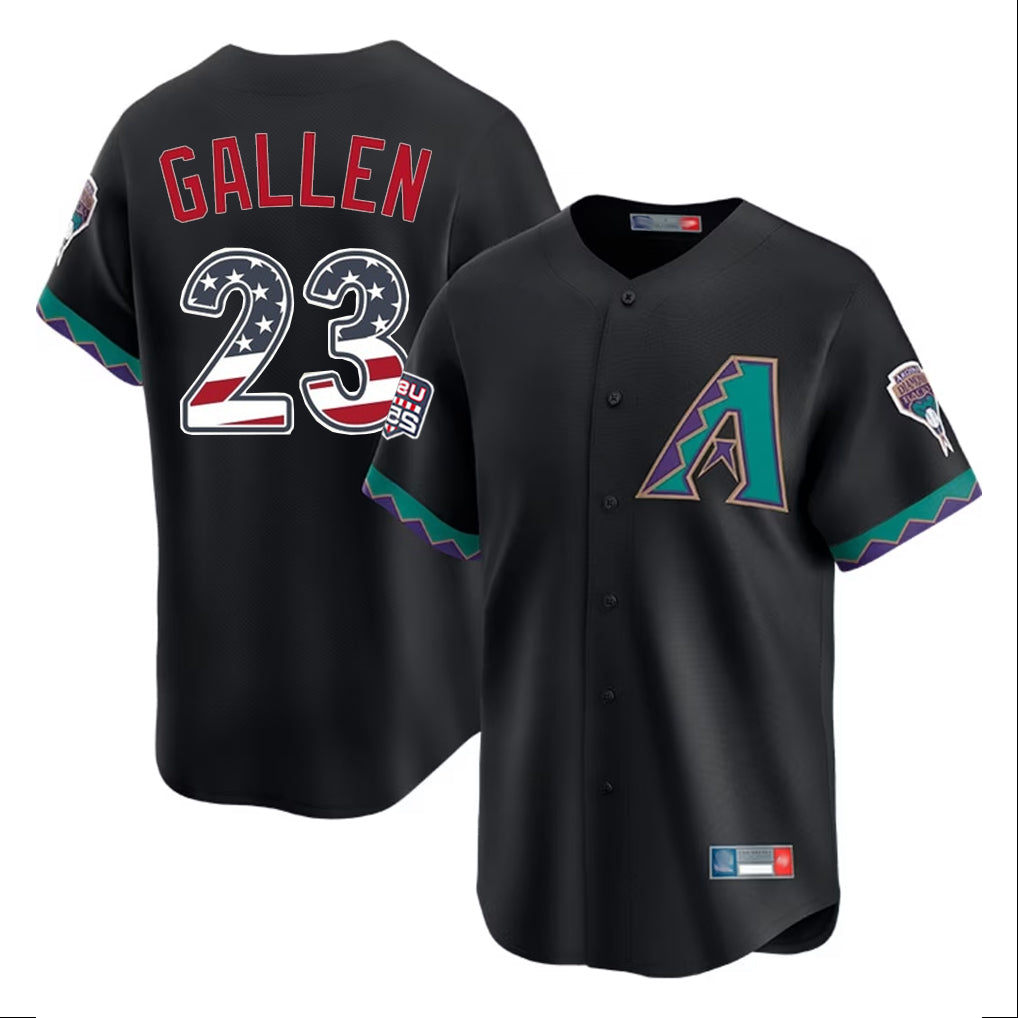 Arizona Diamondbacks #23 Zac Gallen Player Black USA 250 Fourth of July Home Game Stitched Baseball Jersey