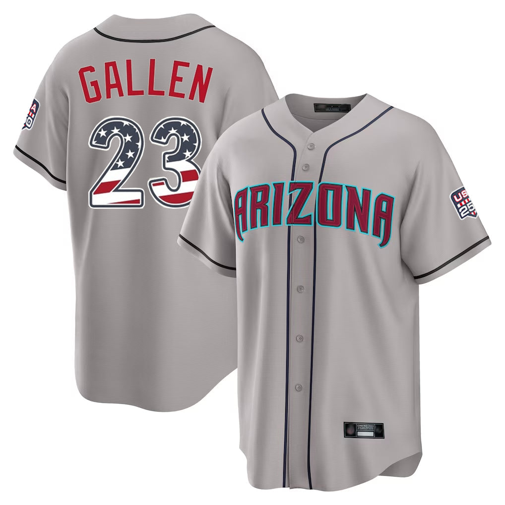 Arizona Diamondbacks #23 Zac Gallen Player Gray USA 250 Fourth of July Home Game Stitched Baseball Jersey