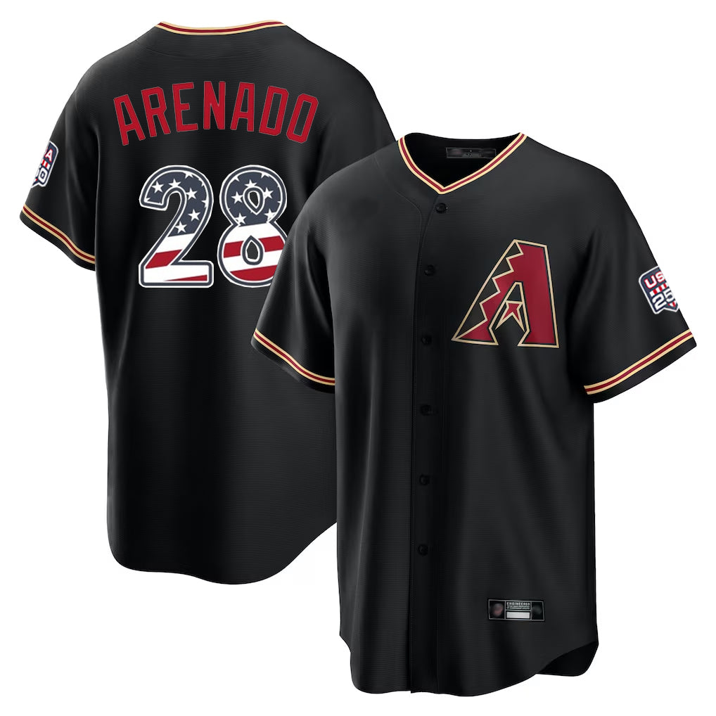 Arizona Diamondbacks #28 Nolan Arenado Player Black USA 250 Fourth of July Game Home Stitched Baseball Jersey