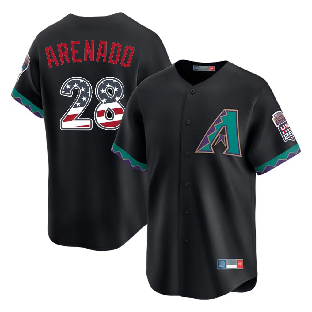 Arizona Diamondbacks #28 Nolan Arenado Player Black USA 250 Fourth of July Home Game Stitched Baseball Jersey