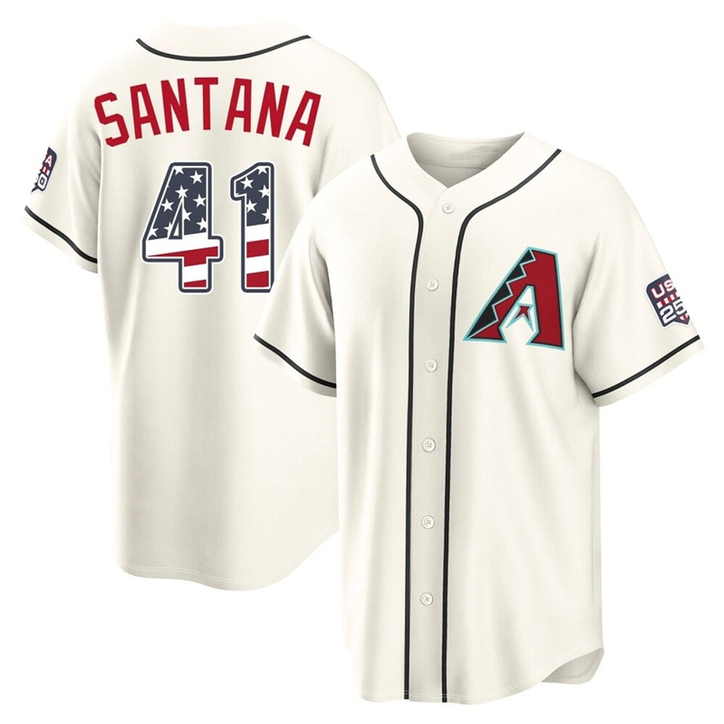 Arizona Diamondbacks #41 Carlos Santana Player Cream USA 250 Fourth of July Home Game Stitched Baseball Jersey