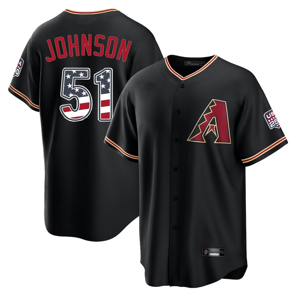 Arizona Diamondbacks #51 Randy Johnson Player Black USA 250 Fourth of July Game Home Stitched Baseball Jersey