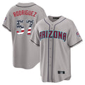 Arizona Diamondbacks #57 Eduardo Rodriguez Player Gray USA 250 Fourth of July Home Game Stitched Baseball Jersey