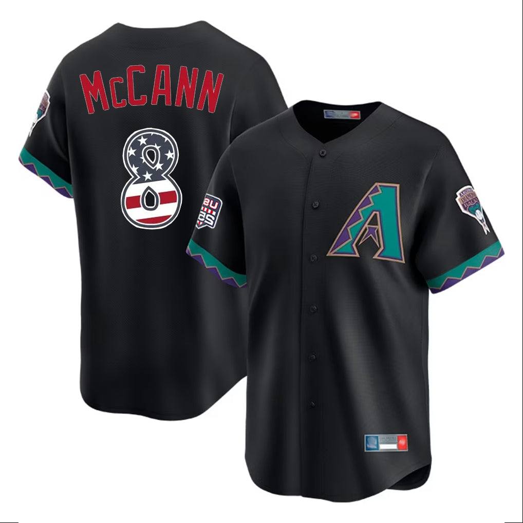 Arizona Diamondbacks #8 James McCann Player Black USA 250 Fourth of July Home Game Stitched Baseball Jersey