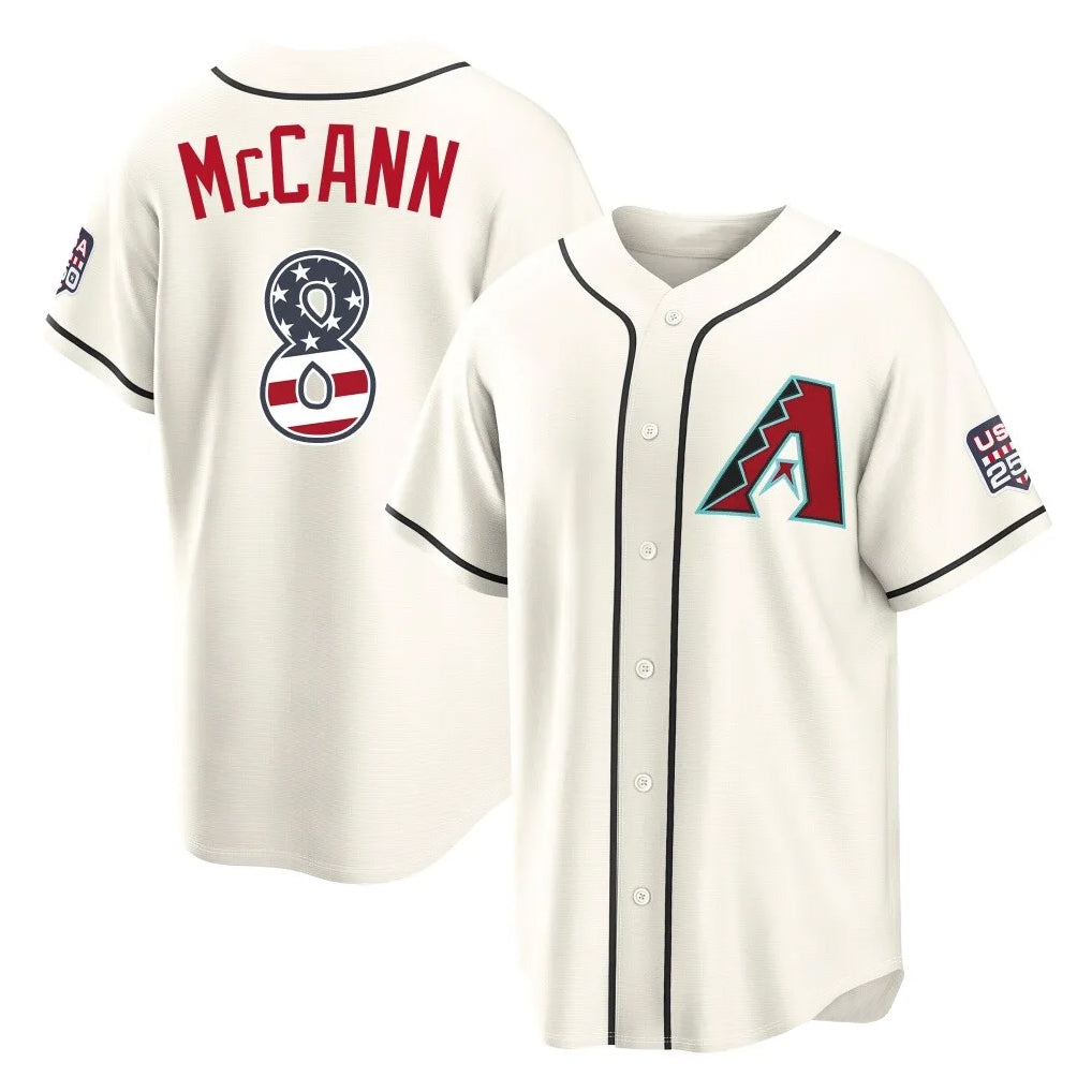 Arizona Diamondbacks #8 James McCann Player Cream USA 250 Fourth of July Home Game Stitched Baseball Jersey