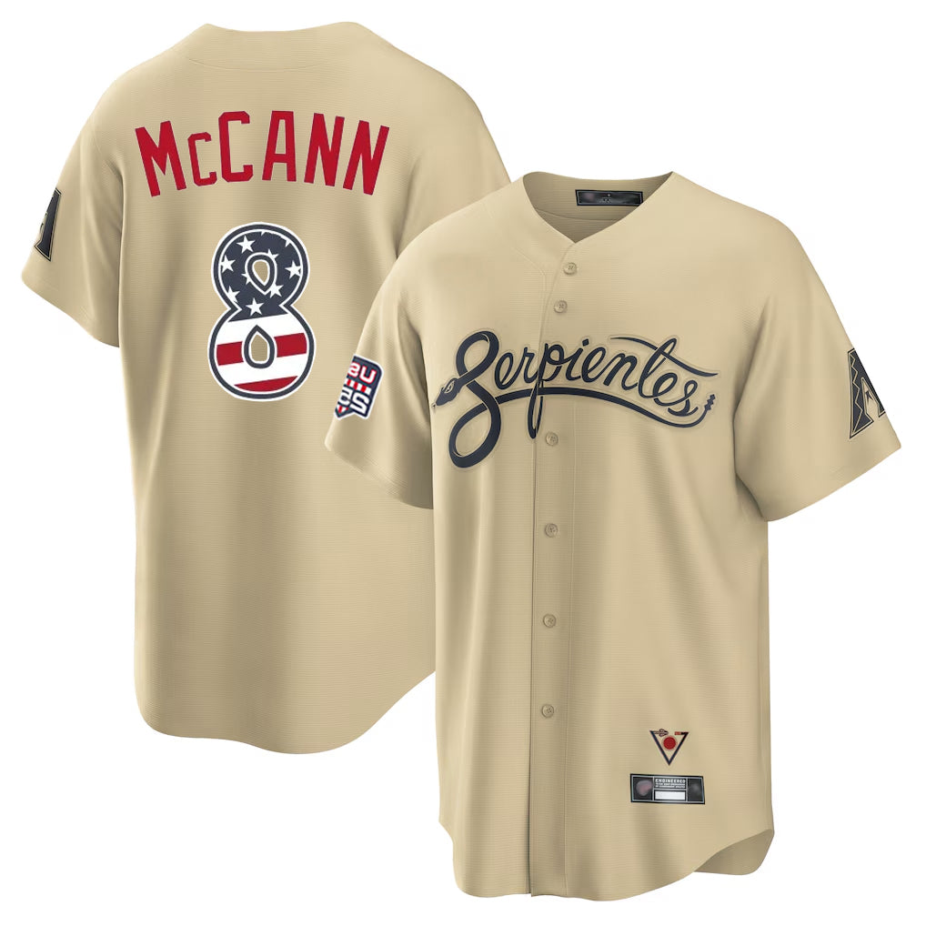 Arizona Diamondbacks #8 James McCann Player Tan USA 250 Fourth of July Home Game Stitched Baseball Jersey