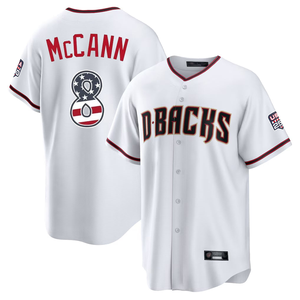 Arizona Diamondbacks #8 James McCann Player White USA 250 Fourth of July Home Game Stitched Baseball Jersey