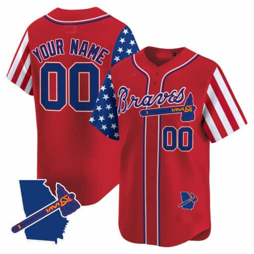 Atlanta Braves 2024 Independence Day Vapor Premier Limited Custom Jersey V2 – Red Baseball Jersey