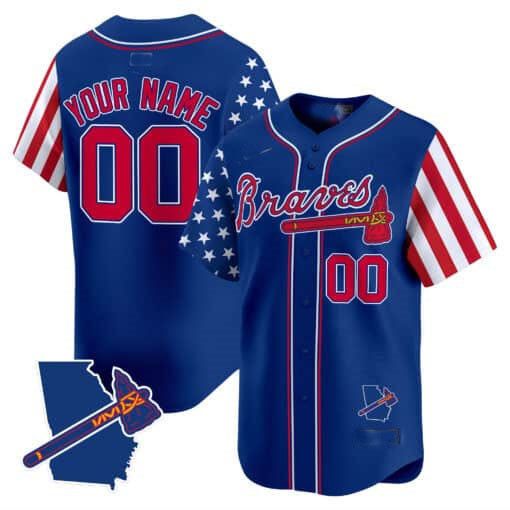 Atlanta Braves 2024 Independence Day Vapor Premier Limited Custom Jersey V2 – Royal Baseball Jersey