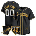 Atlanta Braves 2024 Robinson & Georgia Patch Vapor Premier Limited Custom Jersey – Black Gold Baseball Jersey