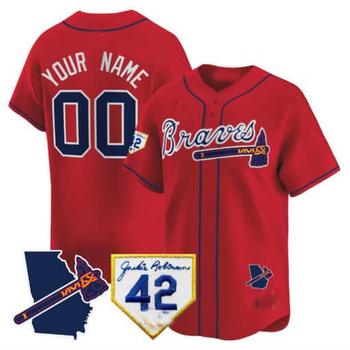 Atlanta Braves 2024 Robinson & Georgia Patch Vapor Premier Limited Custom Jersey – Red Baseball Jersey