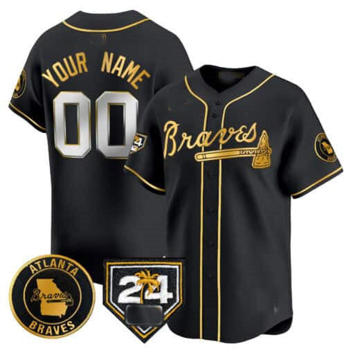 Atlanta Braves 2024 Spring Training Patch Vapor Premier Limited Custom Jersey – Black Gold Baseball Jersey
