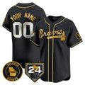 Atlanta Braves 2024 Spring Training Patch Vapor Premier Limited Custom Jersey – Black Gold Baseball Jersey