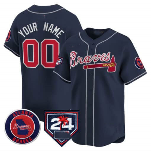 Atlanta Braves 2024 Spring Training Patch Vapor Premier Limited Custom Jersey – Navy Baseball Jersey