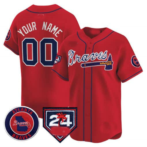 Atlanta Braves 2024 Spring Training Patch Vapor Premier Limited Custom Jersey – Red Baseball Jersey