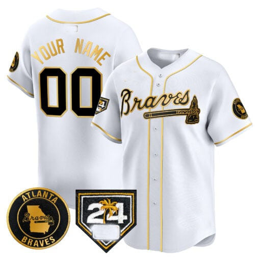 Atlanta Braves 2024 Spring Training Patch Vapor Premier Limited Custom Jersey – White Gold Baseball Jersey