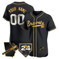 Atlanta Braves 2024 Spring Training & Georgia Patch Vapor Premier Elite Custom Jersey – Black Gold Baseball Jersey