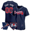 Atlanta Braves 2024 Spring Training & Georgia Patch Vapor Premier Elite Custom Jersey –Navy Baseball Jersey