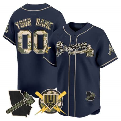 Atlanta Braves Armed Forces Day Vapor Premier Limited Custom Jersey – Navy Baseball Jersey