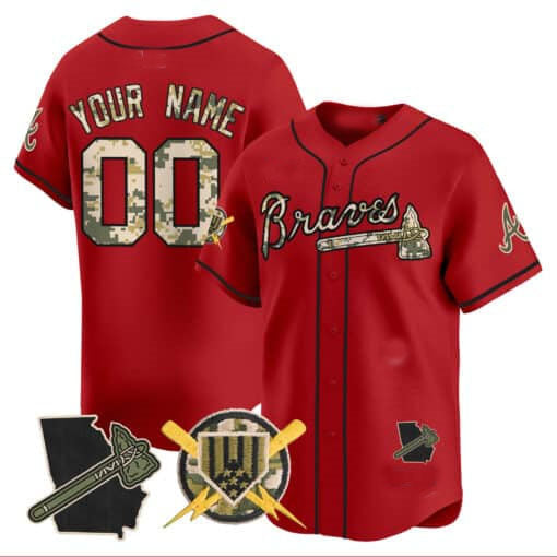 Atlanta Braves Armed Forces Day Vapor Premier Limited Custom Jersey –Red Baseball Jersey