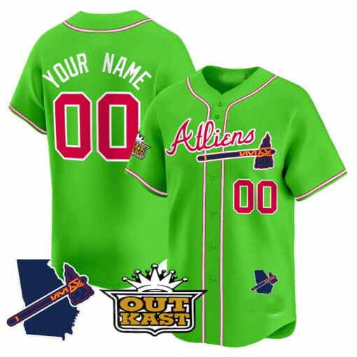 Atlanta Braves Atliens Vapor Premier Limited Custom Jersey V2 – Green Baseball Jersey