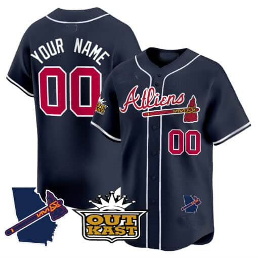 Atlanta Braves Atliens Vapor Premier Limited Custom Jersey V2 – Navy Baseball Jersey