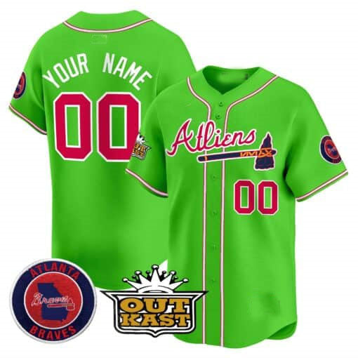 Atlanta Braves Atliens Vapor Premier Limited Custom Jersey –Green Baseball Jersey