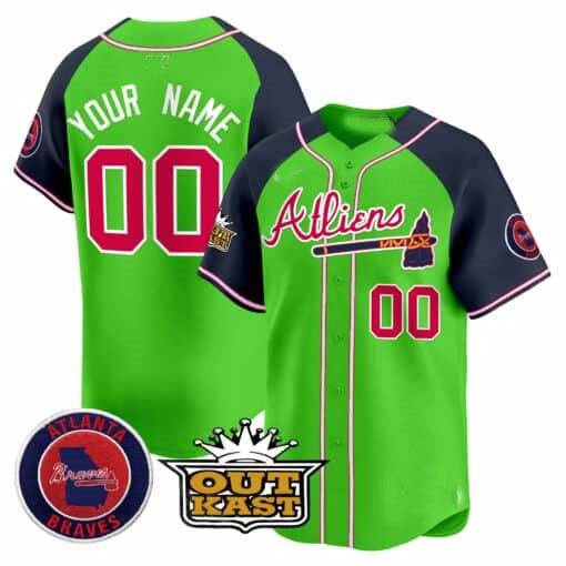 Atlanta Braves Atliens Vapor Premier Limited Custom Jersey –Green Baseball Jersey
