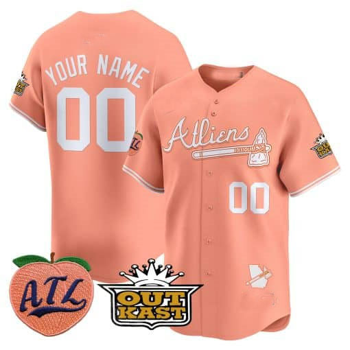 Atlanta Braves Atliens & Peach Vapor Premier Limited Custom Jersey – All Stitched-Peach Baseball Jersey