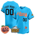 Atlanta Braves Atliens & Peach Vapor Premier Limited Custom Jersey –Blue Baseball Jersey
