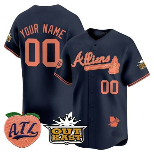 Atlanta Braves Atliens & Peach Vapor Premier Limited Custom Jersey –Navy Baseball Jersey