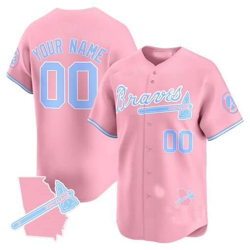 Atlanta Braves Bubblegum Pink Vapor Premier Limited Custom Jersey – All Stitched-Pink Baseball Jersey