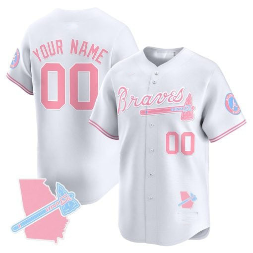 Atlanta Braves Bubblegum Pink Vapor Premier Limited Custom Jersey – White Baseball Jersey