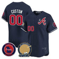 Atlanta Braves Hank Aaron 715th Home Run Patch Vapor Premier Limited Custom Jersey V2 – Navy Baseball Jersey