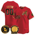 Atlanta Braves Hank Aaron 715th Home Run Patch Vapor Premier Limited Custom Jersey V2 – Red Glod Baseball Jersey