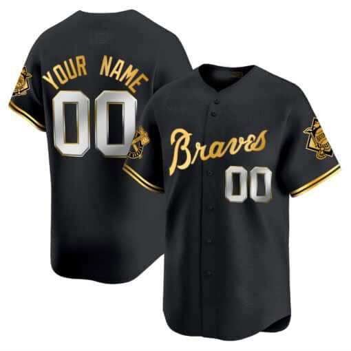 Atlanta Braves Peaches n' Cream Vapor Premier Limited Custom Jersey – Black Gold Baseball Jersey
