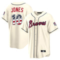 Atlanta Braves #10 Chipper Jones Player Cream USA 250 Fourth Of July Limited Home Game Stitched Baseball Jersey