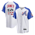 Atlanta Braves #10 Chipper Jones Player White USA 250 Fourth Of July City Connect Home Game Stitched Baseball Jersey